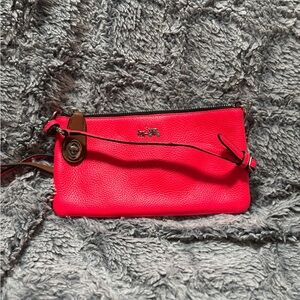Coach Vibrant Pink Leather Wristlet